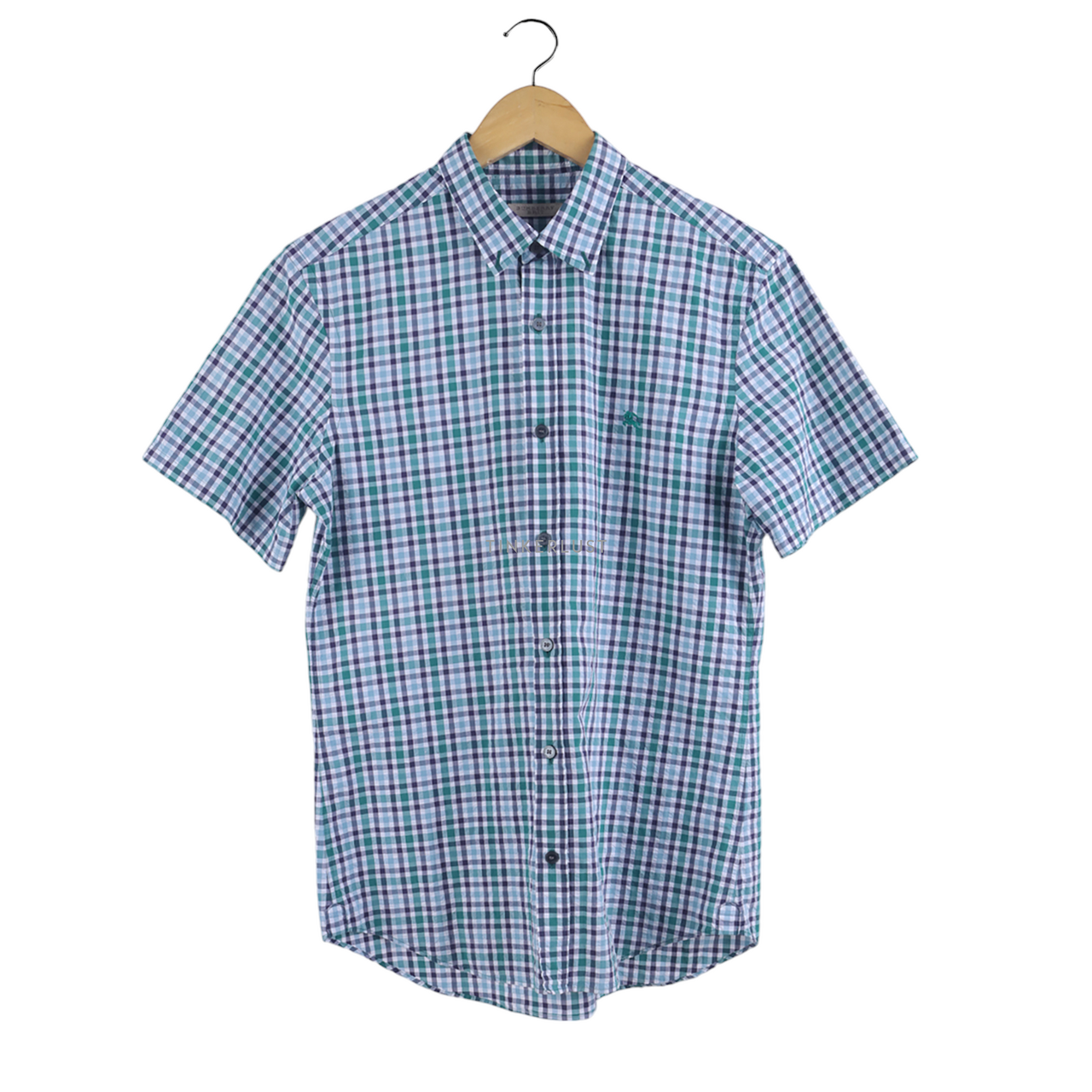 Burberry short sleeve blue shirt best sale